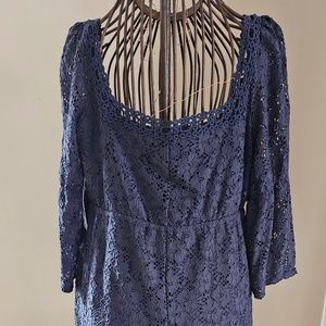 Laundry by Shelli Segal Lace Lined Dress in Navy Size Medium